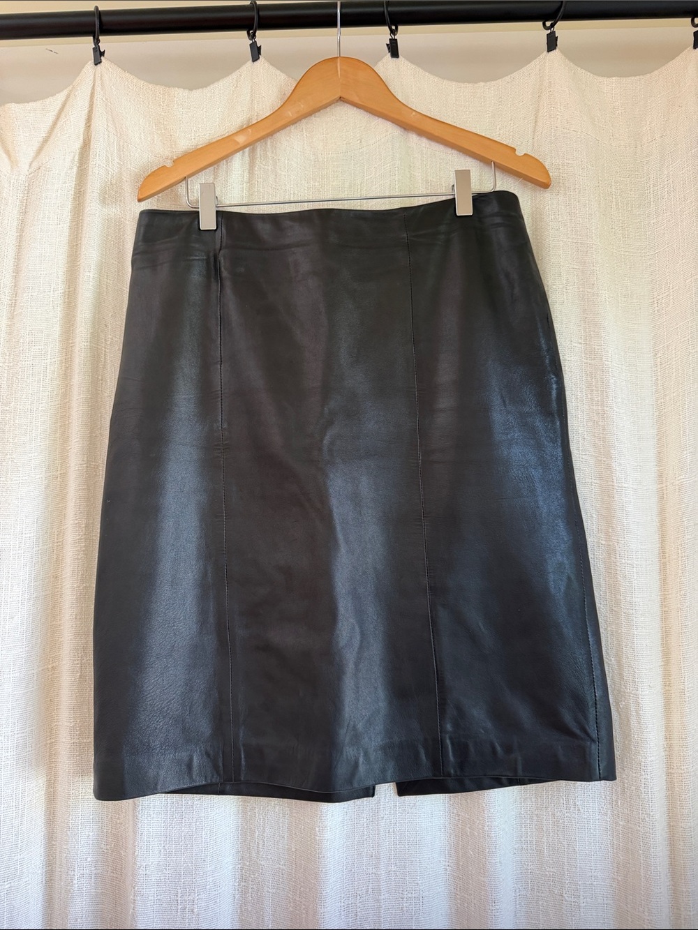 Talbots Black Leather Pencil Skirt